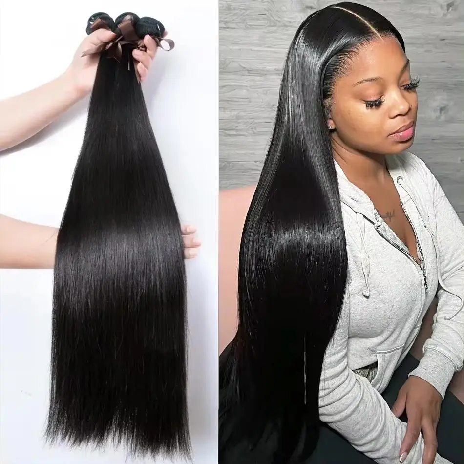 MELODIE Brazilian Hair Weave Bundles - 36 38 40 Inch Bone Straight Human Hair Extensions
