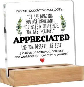 Inspirational Gift Ideas Thank You Gifts for Women Men Friends Appreciation Gifts for Coworker Motivational Quote Clear Desk Sign Decor Home Office 4 x 4 Inches