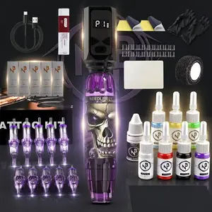 NBTA2 Wireless Skin Art Styling Pen Kit, 1100mAh/1500mAh Dual Battery, 4 Smart Working Modes, 3-12V Adjustable Voltage 12000RPM, Universal Cartridge Heads Fit 95% Skin Decor Tips, Quiet Smooth Operation Long Lasting Skin Beauty Drawing Tool