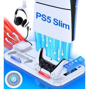 ESYWEN For PS5 Slim Disc/Digital Fast gamepad Charging Cooling Stand Vertical Cooling Station For PlayStation 5
