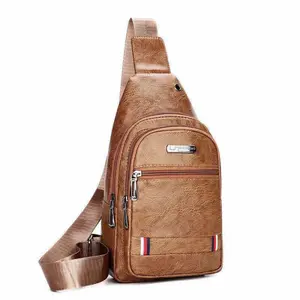 Fashion Men Business Chest Bags PU Leather PU Leather Brown Black bag