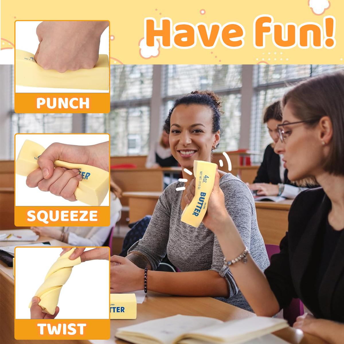 Super Soft Butter Toast Bread Squishy Toy, Stress Fidget Stick for Teens & Adults, Adorably Realistic Design, Funny Gag Gift for ADHD，Party Favor Gift,Fools' Day gift