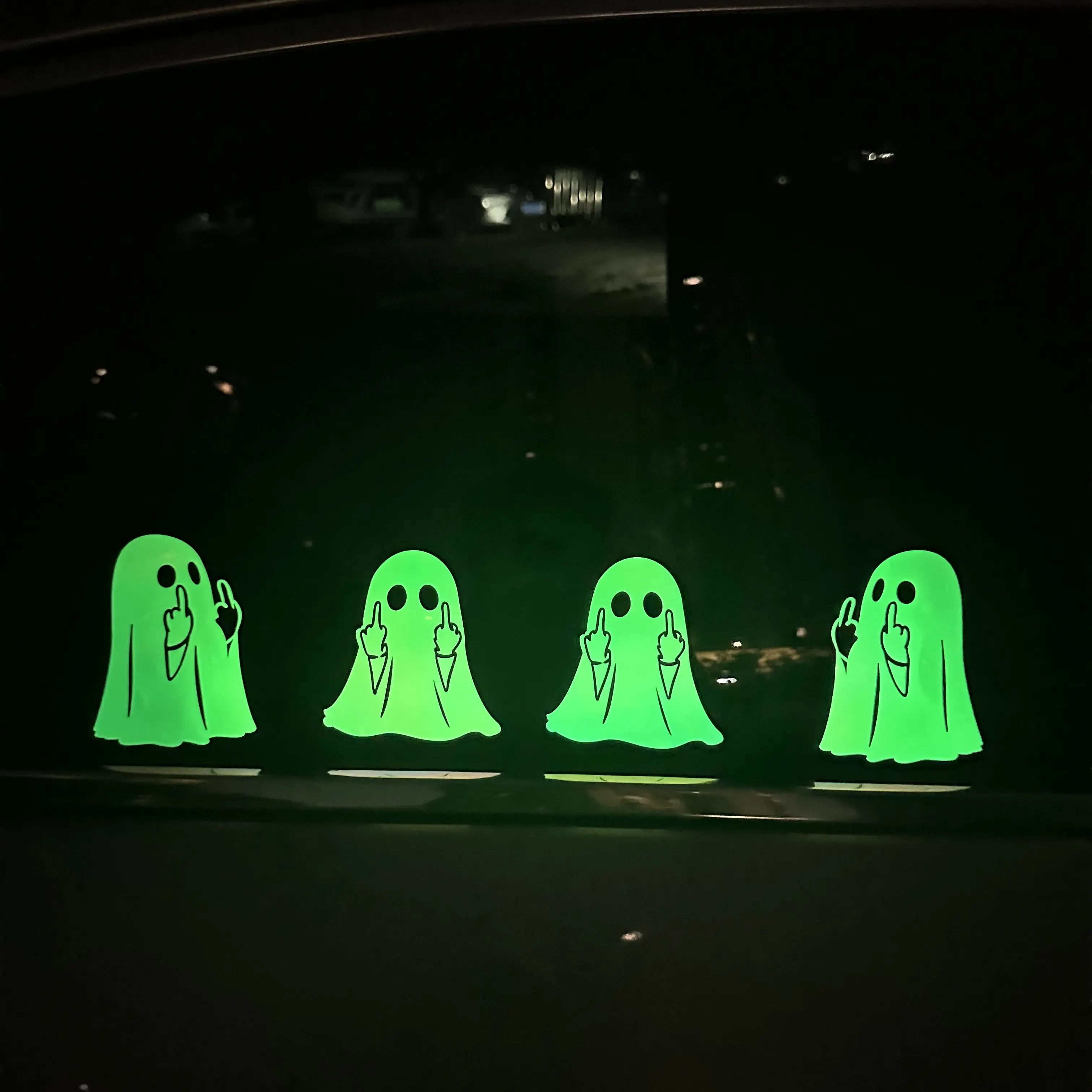 Hugexpen Halloween Ghosts Are Here Car Decals Party Decals Green Glow-in-the-Dark Design for Halloween Decorations 3x10 Inches Easy Application Versatile Indoor Outdoor Use