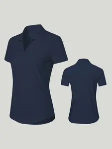 Women's Polo Sport Shirt Pure Color Short Sleeve Golf Tennis Shirt Breathable Comfort Moisture Wicking Sweat Absorption Golf Polo Shirts