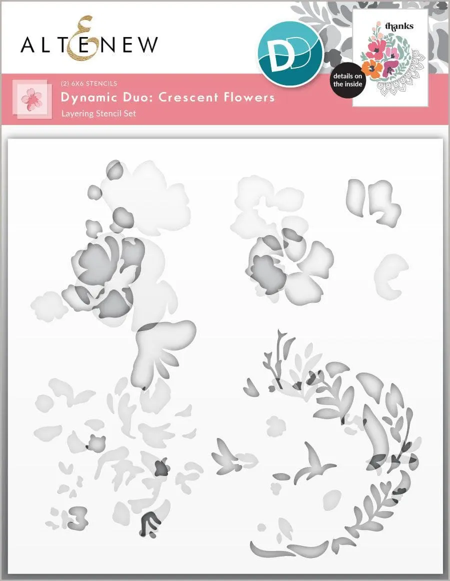 Dynamic Duo: Crescent Flowers Stencil Set (2 in 1)