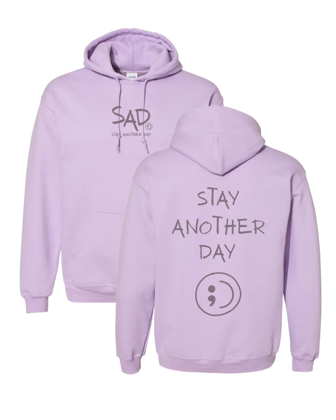 Stay Another Day Unisex Pullover Hoodie, Comfortable Heavyweight Cotton Polyester Fleece Top for Mental Health Awareness with Original SAD Logo, Tops, Matching, Sweatshirts, Long Sleeve, Print, Hoodies For Women, Casual, Graphic Hoodies