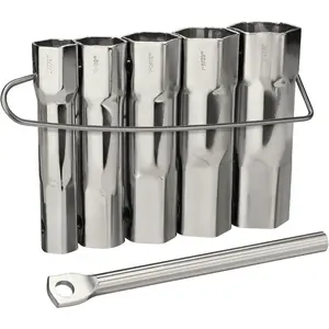Shower Valve Socket Wrench Set with Bar Handle for Removing Tub & Shower Valve,5-, SAE, Includes 21/32"x 27/32", 29/32"x 31/32", 1-1/32" x1-3/32", 1-5/32"x1-9/32", 1-11/32"x 1-7/16"