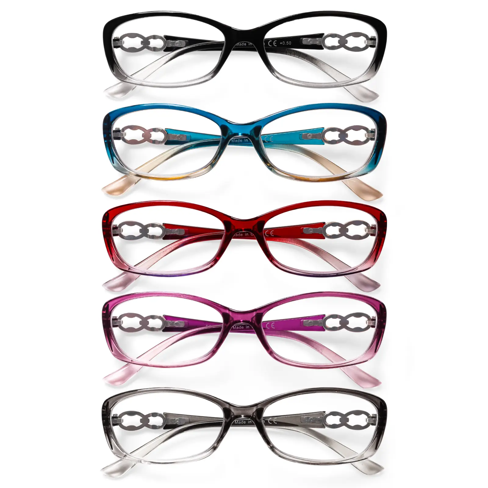 ZOELEAD Women's 5-Pack Plastic Reading Eyewear, Lightweight Elegant Blue Light Blocking Readers, Spring Hinge HD Lens Fashion Frames