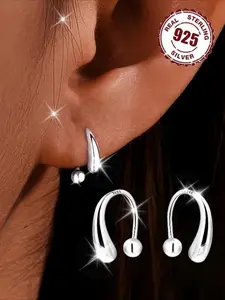 S925 Sterling Silver Teardrop Earrings, Elegant Minimalist Earrings, Fashionable Versatile and Minimalist Earrings for Women, High-end New Style for Everyday Wear, Gifting, Or Vacation