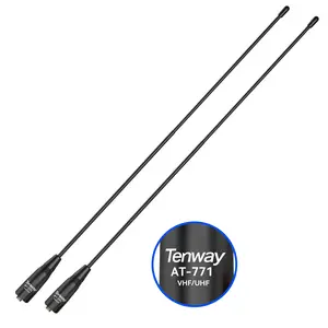 Tenway AT-771 Ham Radio Antenna Dual Band VHF/UHF Female High Gain Soft Whip 14.9-Inch for Baofeng UV-5R BF-F8HP PRO 5RM K5PLUS AR-152 GM-15PRO UV-5G Plus GMRS Walkie Talkie 144/430MHz SMA-Female Connector Wireless Signal Booster