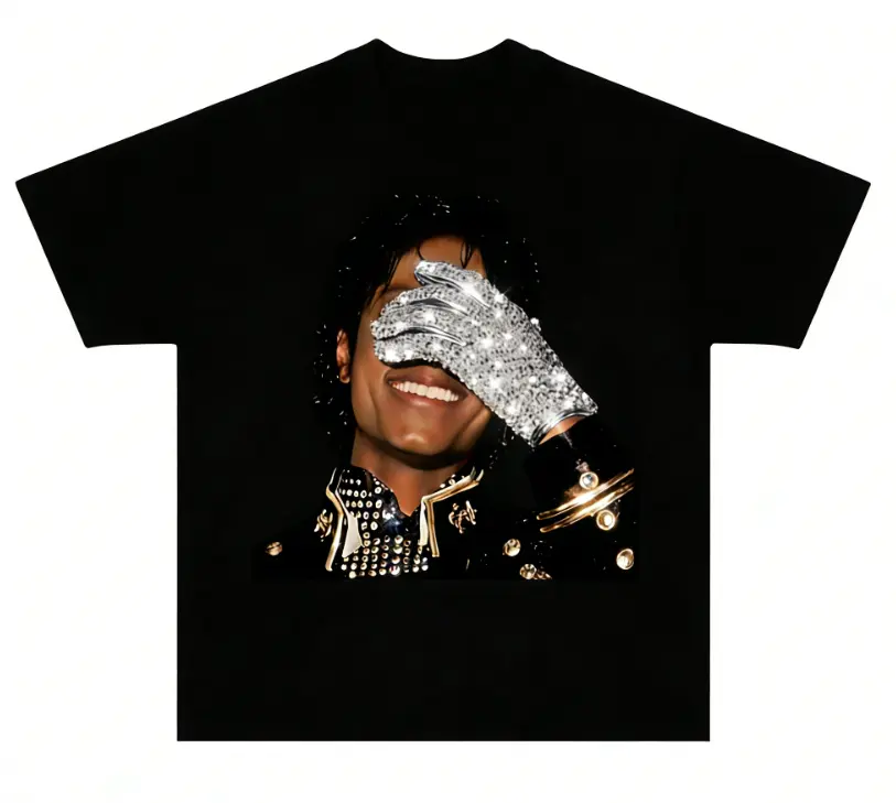 Women's Cotton Fabric Short-Sleeve Top - Michael Jackson Iconic Glove Print Vintage Pop Music Everyday Casual T-Shirt