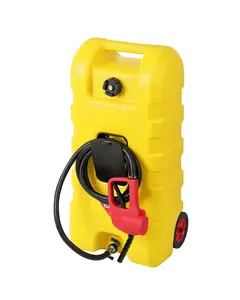 GARVEE 15 Gallon Portable Fuel Caddy with Manual Siphon Pump, 10ft Delivery Hose & Wheels - Suitable for Diesel & Gasoline Use with Cars, Boats, ATVs, Lawn Mowers - Yellow
