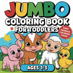 Jumbo Coloring Book for Toddlers 1-3: My Very First Big and Easy Baby Animals Coloring Pages, Paperback