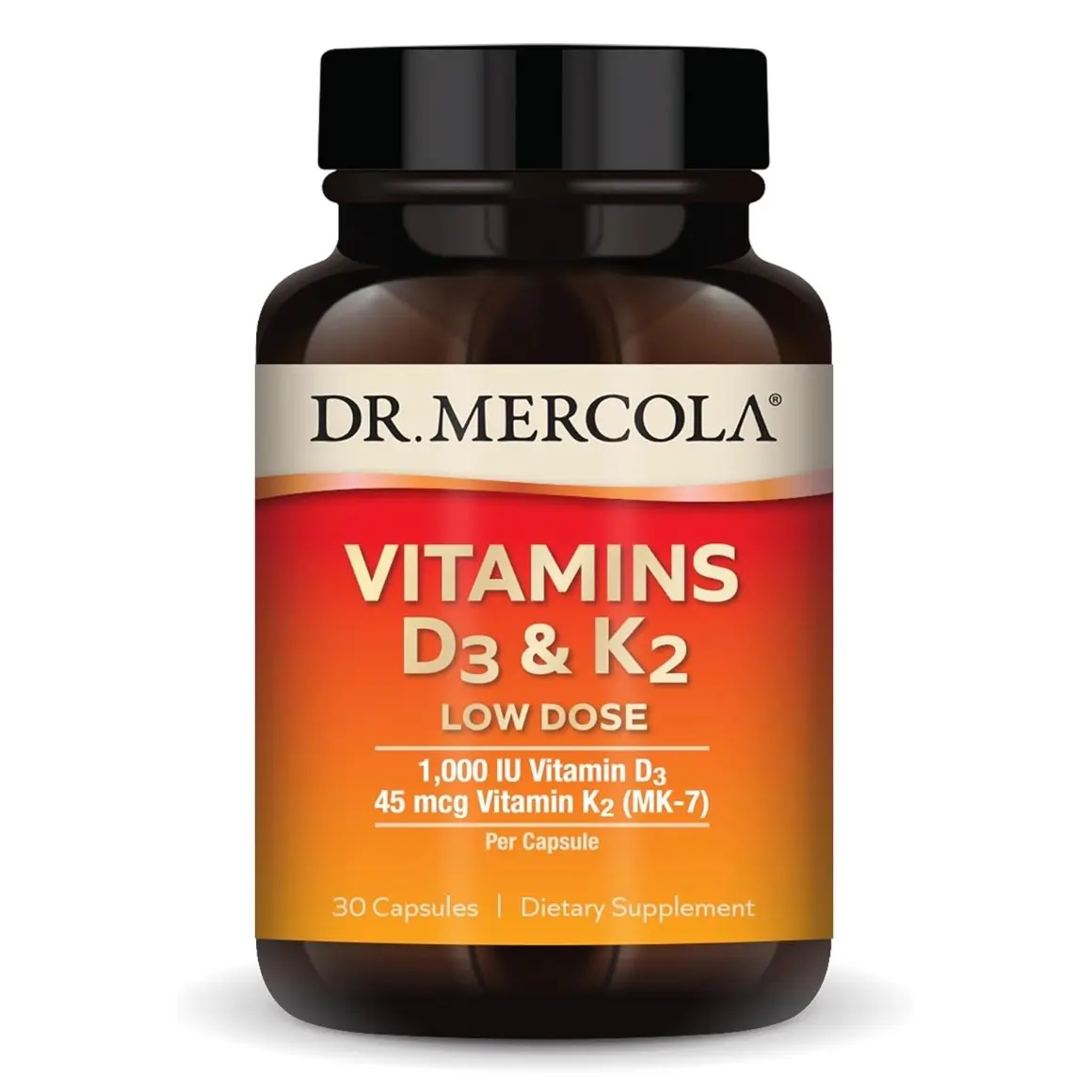 Dr. Mercola Vitamins D3 & K2, 5000 IU Vitamin D3 & 180 mcg K2, Immune, Bone & Heart Health Supplement, Non-GMO, Soy & Gluten Free
