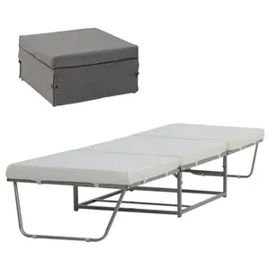 Convertible Ottoman Guest Sleeper Bed 2 in 1 Unfolds to 75.5 Inch Wide Bed Folds Back to 27.25 Inch Ottoman for Small Space