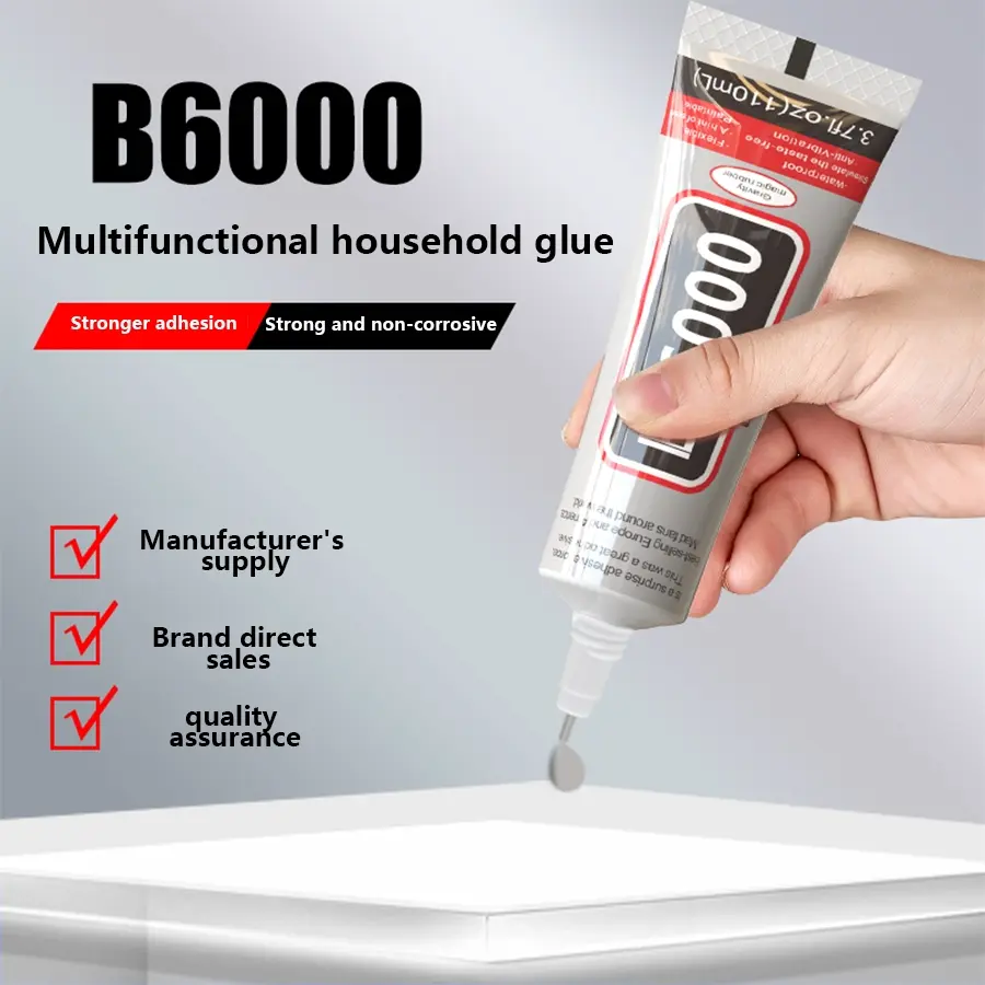 B6000 Glue for Handicrafts – 25ml/50ml with free tweezers, Strong adhesion, Strong adhesive for mobile phone case decorations, hair clips and pearls, cures to a transparent, soft, and flexible finish, ideal for various creative DIY projects