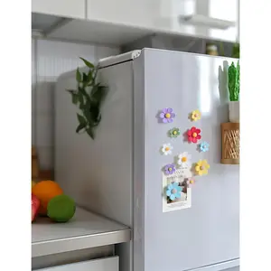 Fridge Magnets Cute Refrigerator Magnets Colorful Decorative Magnets Funny 3D Flower Magnet for Office Kitchen Locker 14PCS (7 Small+7 Large) Magnetic Set Artwork Stickers beaded