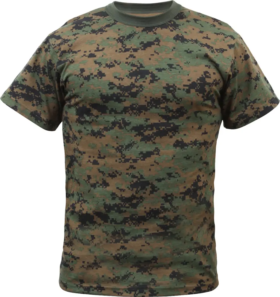 Woodland Digital Camo - Tactical Short Sleeve T-Shirt, Poly/Cotton