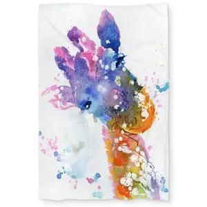360 Stand Decorative Duvet Cover - Abstract Giraffe with Color Splash Design, Twin Extra Long Size, Contemporary Home Bedding Accessory, Graphic Duvet Covers