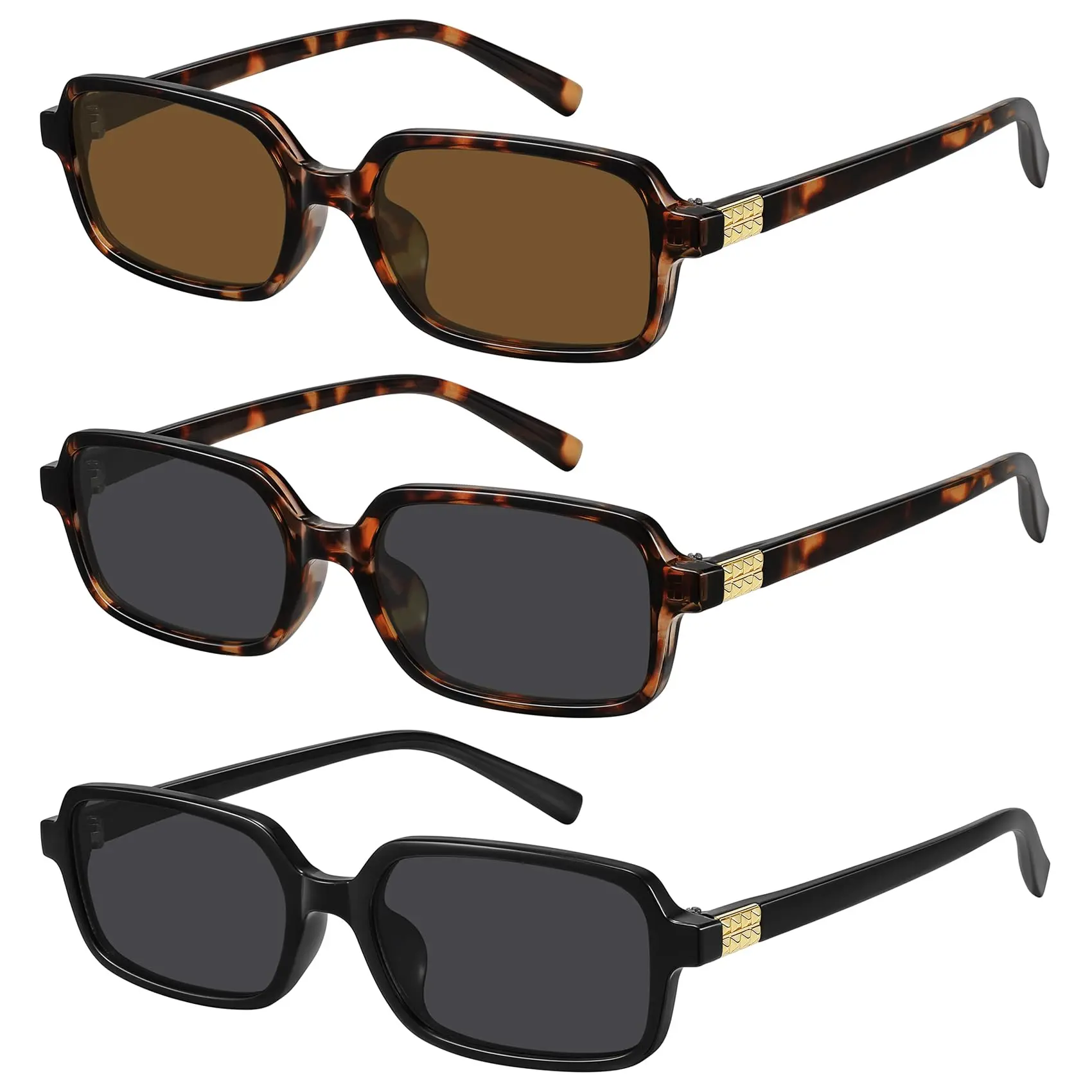 WOWSUN Women's Stylish 90s Vintage Rectangular Sunglasses - Small Lightweight Acetate Frame UV400 Protection, Skinny Women's Sunglasses, Lightweight Eyewear, Fashionable Stylish Accessories, Womens Sunglasses, Trendy Vintage Sunglasses
