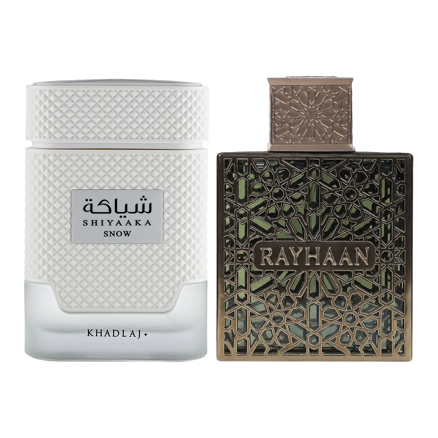 Viral Duo 2 Piece Fragrance Bundle (Khadlaj Shiyaaka Snow for Men + Rayhaan Terra for Unisex) Eau de Parfum Spray, 3.4 Ounce Each