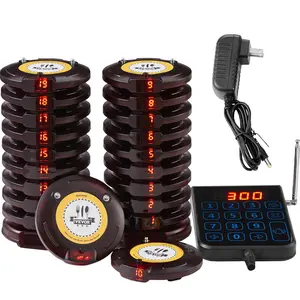 VEVOR Restaurant Pager System,  Wireless 500m Long Range Lineup Waiting Queue Signal, Guest Customer Calling Beepers with Vibration & Flashing, 20 Buzzers for Food Truck, Church, Nursery, Hospital