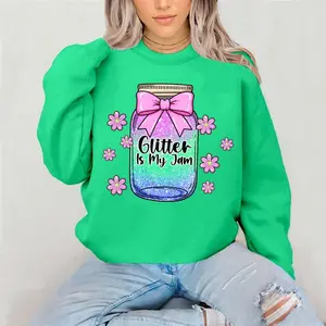 Glitter Jam  Crewneck  Sweatshirt Gildan Everyday Style Shirtsleeve love casual comfortable super soft relaxed fit unisex Sizing womenswear Streetwear  vintage Crewneck Printed Loose Graphic Top