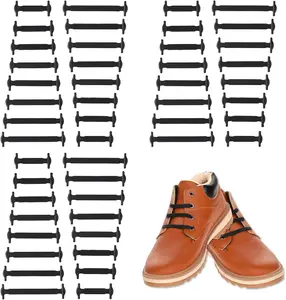 48 count No Tie Shoelaces for  Adults, Black Elastic  Lazy Shoelaces