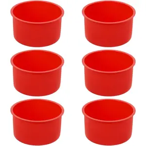 4 Inch  Mini Molds, Round Non-Stick Baking Molds -  Cake Pan for Muffin, Cupcake, Layer, Cheese, Rainbow Cakes (Red, Set of 6)