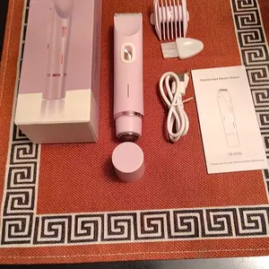 Bikini Trimmer for Women, Electric Shaver and Razor Rechargeable 2-in-1 Body and Facial Epilator, Dual Heads for Painless Trimming of Pubic Hair, Face, Underarms and Legs, Summer Gift