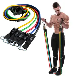 Moss Performance Handle Resistance Bands Set, 5 Long Band Strengths with Carrying Bag, Strength Training Exercise Equipment for Men & Women, Home Gym Accessories