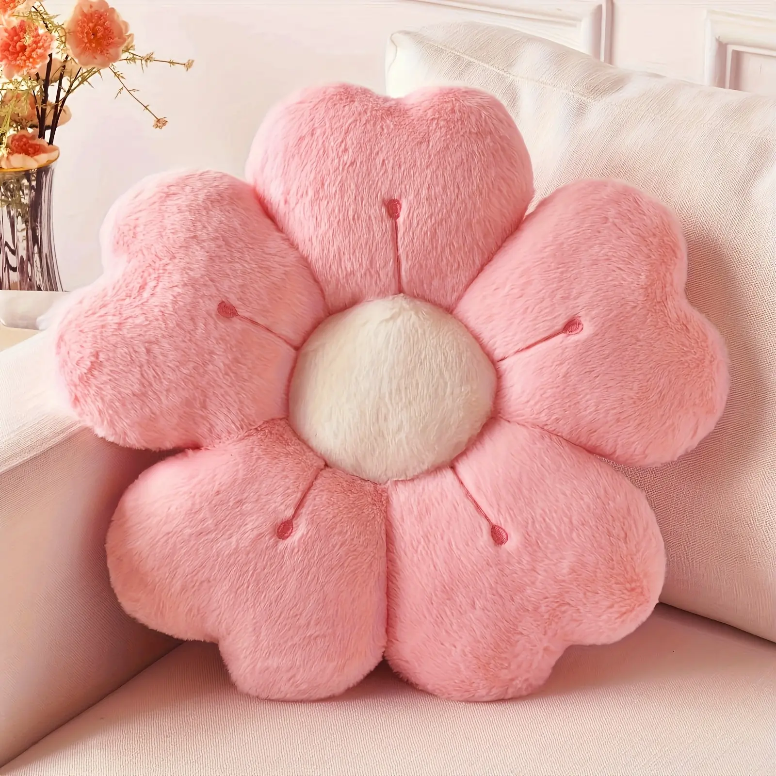 Daisy-Shaped Plush Throw Pillow — Cozy & Cute Home Decorative Cushion for Beds and Sofas; Colorful, Soft Fabric Floor Pillow Multipurpose Cushion Floral Sofa Cushion