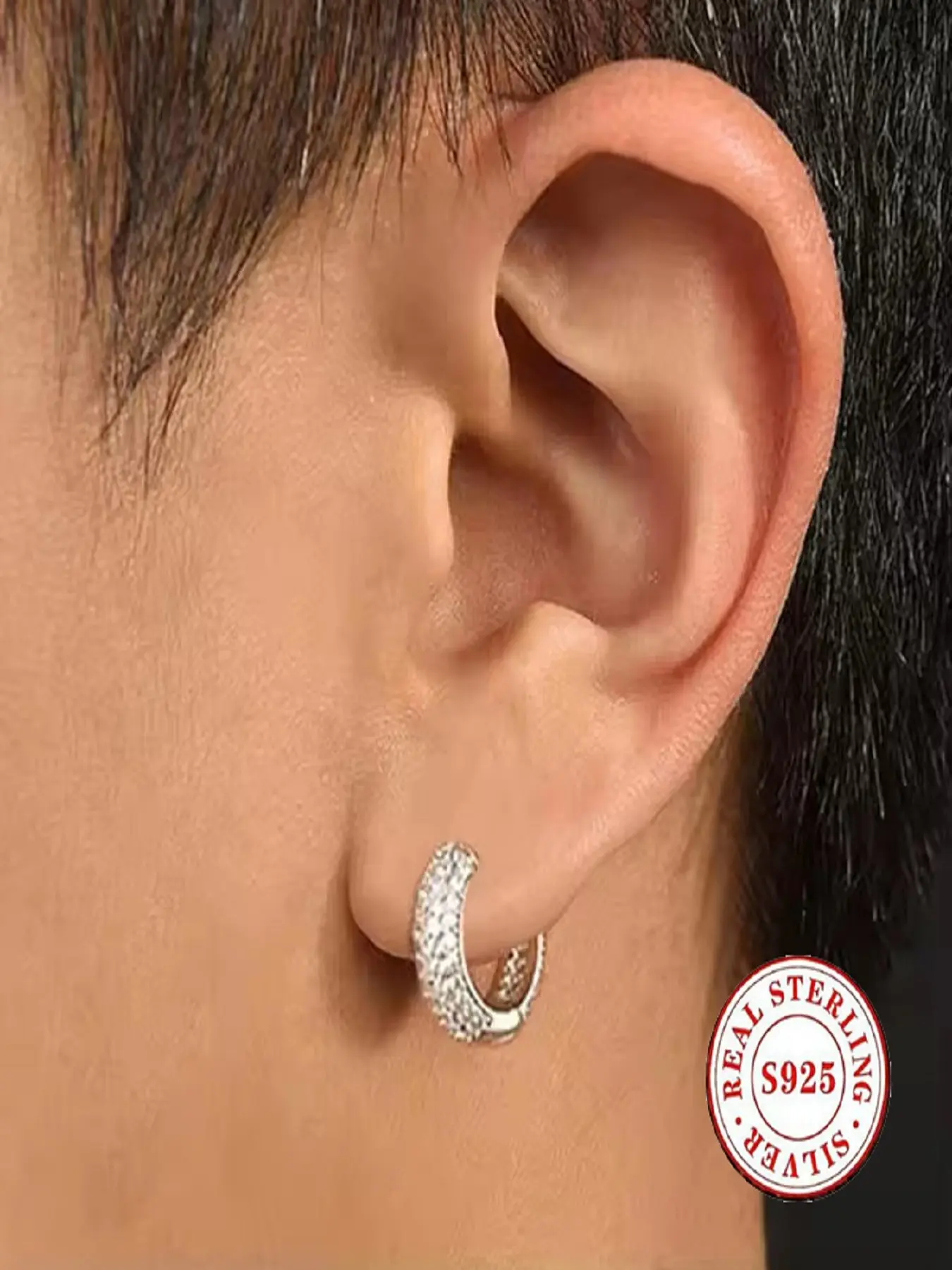 S925 pure silver, European and American style micro-set diamond earrings, unisex hip-hop trend earrings, Zircon stud earrings, sparkling zirconia, Hypoallergenic Lightweight Earrings, Earrings Jewelry