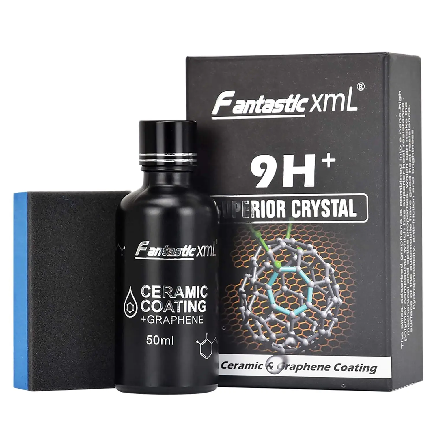 50ML 9H Graphene Crystal Liquid Ceramic Coating - DIY Ceramic Coating with 24H Bonding, Water Beading, Gloss Boost, Even Wipe Finish, Auto Detailing Supplies, Detailing Products for Car Paint Care Maintenance (DIY Apply Compatible)