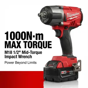 Milwaukee M18 FMTIWF12 18V Impact Wrench for Heavy Equipment Repair 1000Nm High Torque Power Tool