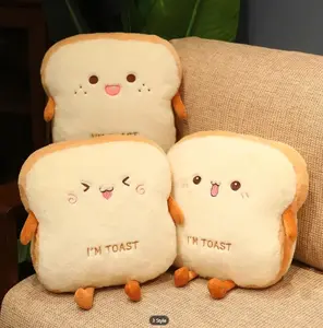 Plush Bread Pillow Cute Simulation Food Toast Soft Doll Warm Hand Pillow Cushion Birthday Christmas Gifts For Children Kids Christmas、Halloween、Thanksgiving Day