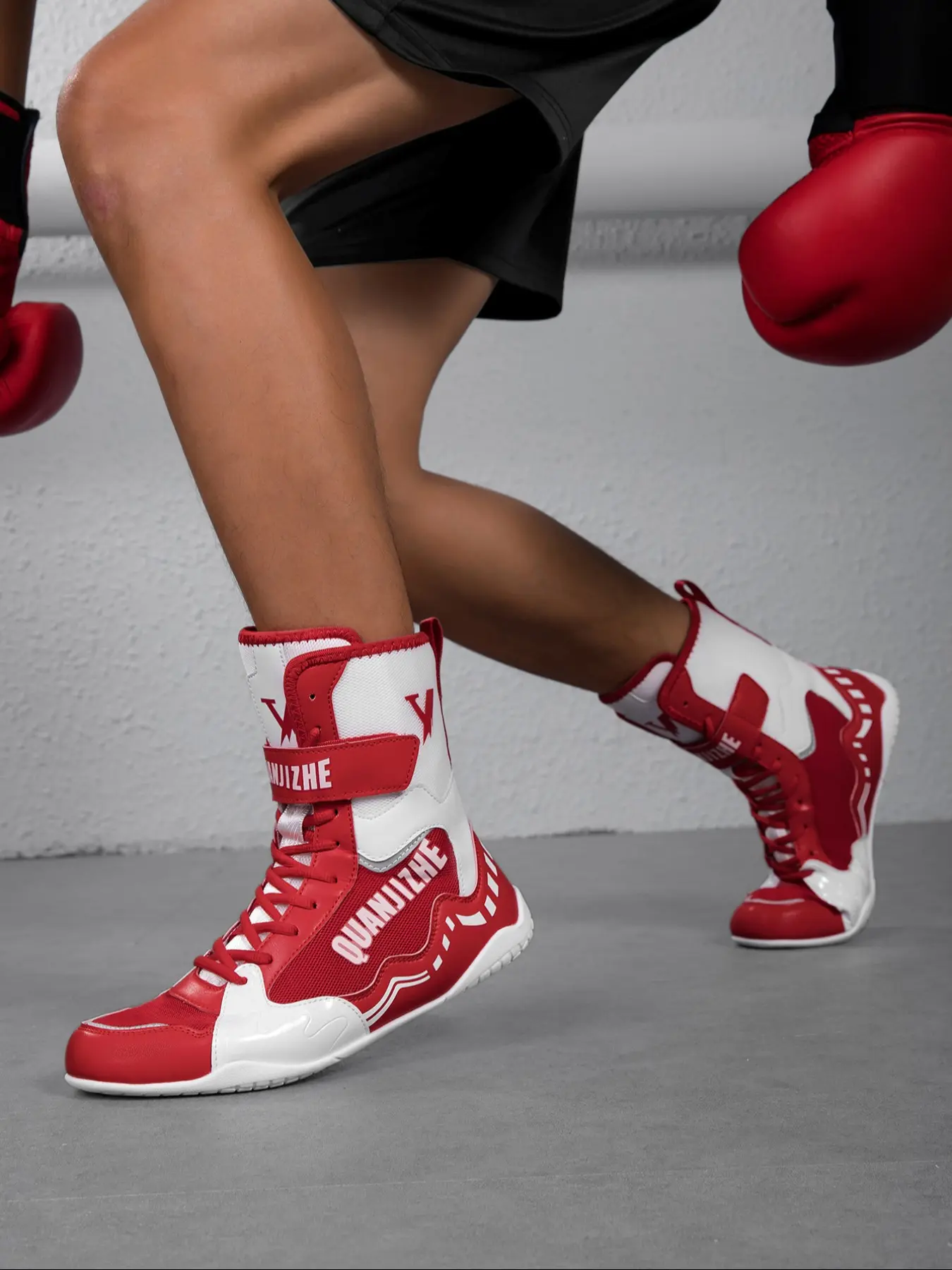 Men's Boxing Shoes, Professional Boxing Shoes, High Top Lace Up Training Shoes, Gym Shoes, Combat Training Shoes, Indoor Boxing Training Shoes, Sports Training Shoes, Training Footwear, Athletic Sports Footwear
