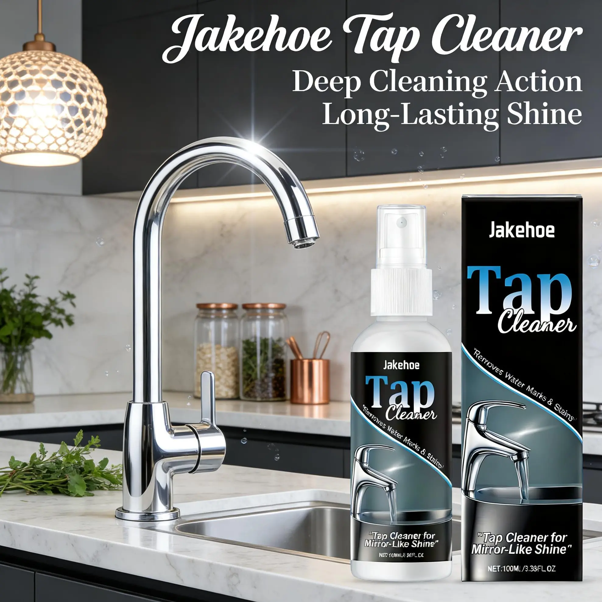 4pcs Multi-functional Household Liquid Cleaner - Faucet Stain Remover for Bathrooms, Kitchens - Eliminates Stubborn Water Stains, Soap Scum, Dirt - Shines with 1 Spray - Suitable for Metals, Stainless Steel Surfaces, Household Kitchen Cleaners, Showers, S