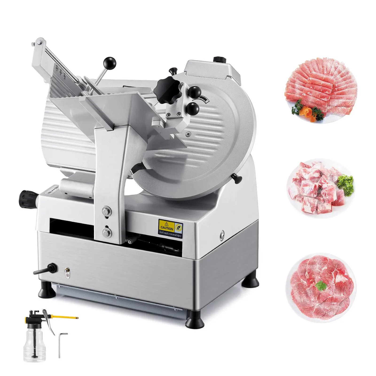 【Summerfinds】VEVOR Automatic Meat Slicer,  , 180W + 370W Deli Slicer with a 12 inch Premium 65Mn Blade, 0-0.3 inch Adjustable Thickness, Electric Food Slicer Machine for Meat, Vegetables, Hard Bread, and Cheese