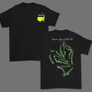 Augusta National Course Map Golf 2026 T Shirt, Vintage Unisex Cotton Apparel, Breathable Fabric Sports Top, Masters Tournament T Shirt, Masters T Shirt, For Men For Women