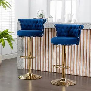 titus bar stool Velvet 360 ° Rotating Bar , Handmade Backrest with One Click Adjustable Height Bar , Very Soft Pillow Kitchen Dining , Modern Bar  on Kitchen Island, Cafe 2PC/SET chairs