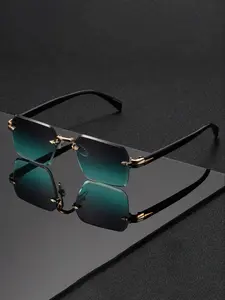 Men's Frameless Square Eyeglasses, Fashionable European Style, Trendy Streetwear Glasses, New Design, Perfect for Casual Wear, Stylish Glasses