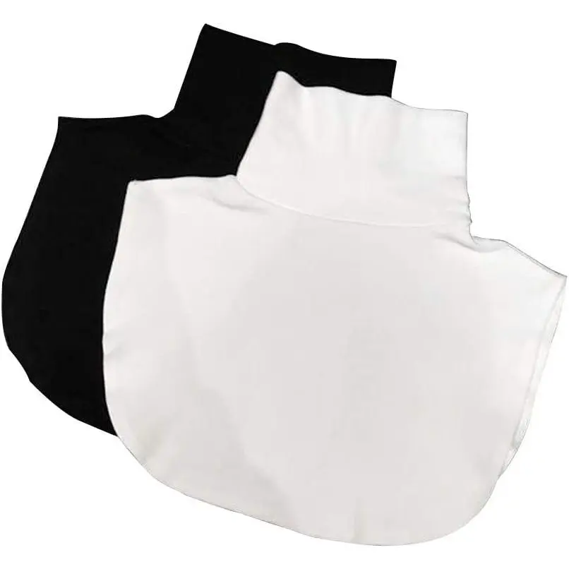 4-Pack Women's Basic Solid & Stripe Turtleneck Dickey Collars, Stretch Cotton Detachable Fake Collar Neck Warmer for Layering, Garment, Outerwear, Lady, Breathable, Elastic, Comfortable, Shirts, Soft, Stretchable, Sleeveless, One Size Fits All