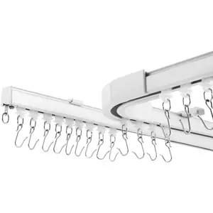 Room divider Ceiling Track set for Curtains with hooks, Corner Connectors(Set of 2) Curtain Rail System (12-18 ft Track Set)
