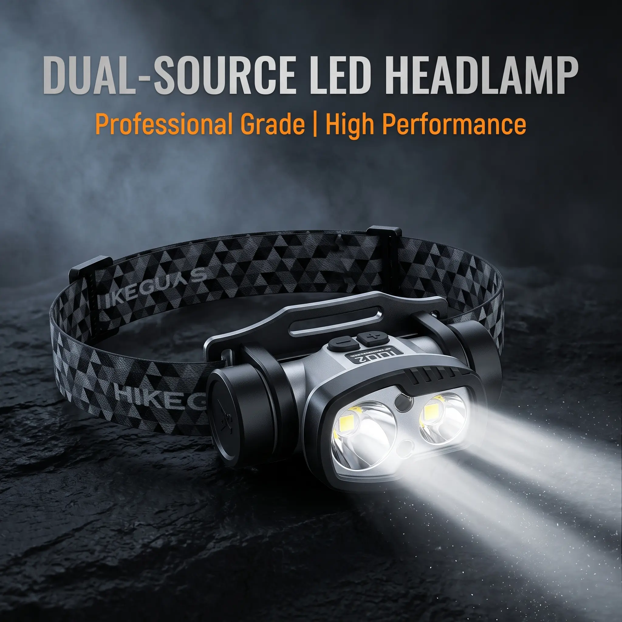 Dual-Source LED Headlamp Rechargeable, Super Bright Motion Sensor Head Lamp, IPX Waterproof Lightweight Head Flashlight with Power Display for Fishing, Hiking, Camping, Running, Work Repair