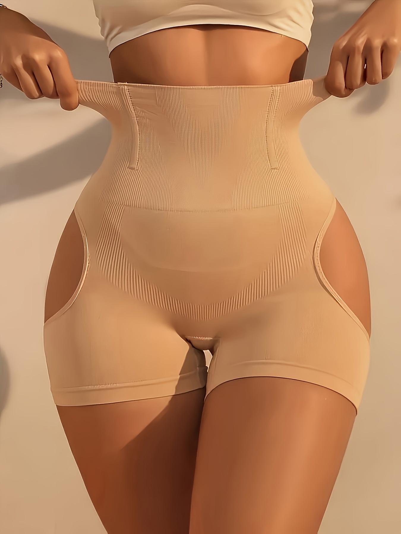 Elegant Women's Seamless High-Waist Shaping Bodysuit Panties, Solid Color Butt-Lifting Body Shaper, Tummy Control and Hip Lift, Solid Color, Fabric, Machine Washable
