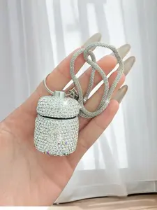 Sparkling Mini Metal Pill Box with Keychain, Portable Hanging Decoration, Outdoor Travel Car Bag Organizer, Essential Storage Solution, Stylish Keychain, Trendy Cute Keychain, Keychain Bag Pendant