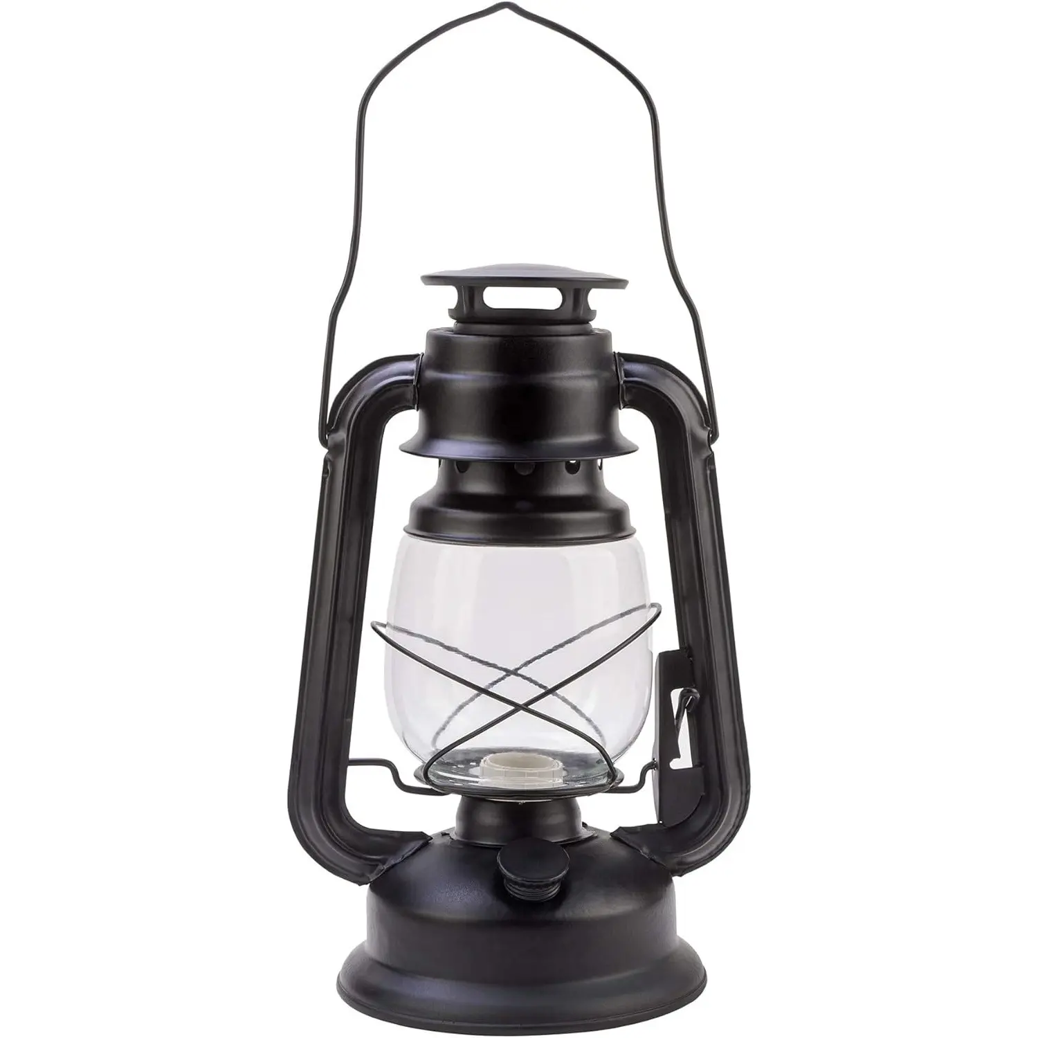 Farmhouse Rustic Accent Kerosene Dietz 12 Inches Tall Electric Lantern Oil Lamp with Edison LED Bulb Black Matte Flashlight