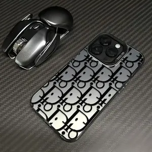 Minimalist Black Customized Monogram Protective Smartphone Cover, Anti-Drop Handheld Cellphone Accessory with Laser Craft, Understated Elegance Design for iPhone 17-12, 11