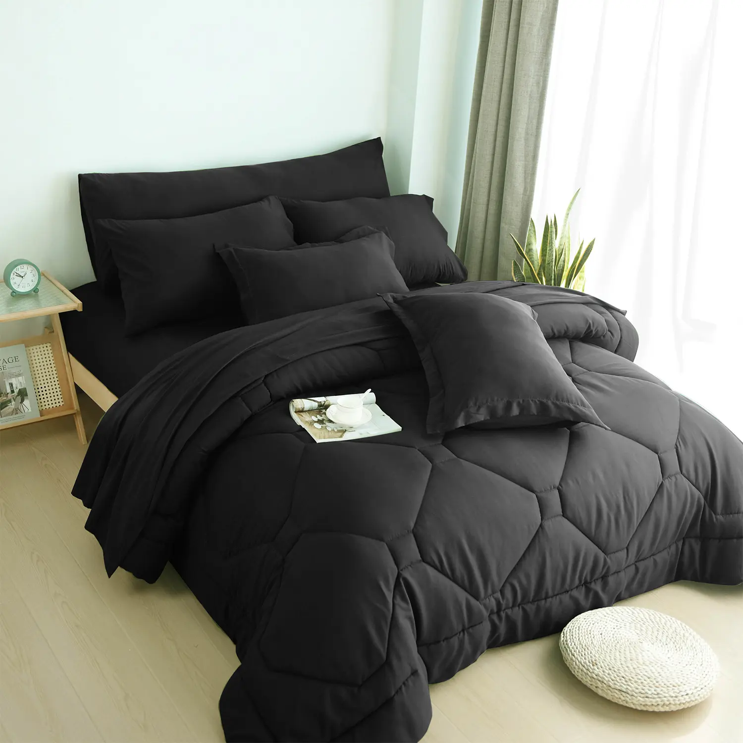 HIG 8 PCS Modern Comforter Set with Sheets All Season Bed in a Bag HIG 8 PCS Modern Comforter Set with Sheets All Season Bed in a Bag